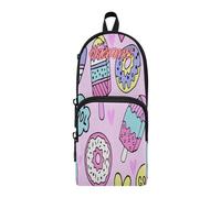 HMZXZ Custom Pencil Case Donuts Ice Cream Hearts,Pencil Pouch for Girls Boys Kids, Personalised Pink Pen and Pencil Stationery Organizer Bag for School