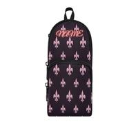 HMZXZ Custom Pencil Case Fleur-de-lis Pattern,Pencil Pouch for Girls Boys Kids, Personalised Pink Pen and Pencil Stationery Organizer Bag for School