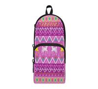 HMZXZ Custom Pencil Case Geometric Thai Horse,Pencil Pouch for Girls Boys Kids, Personalised Ethnic Pen and Pencil Stationery Organizer Bag for School