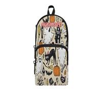 HMZXZ Custom Pencil Case Halloween Magic Doodle Pattern,Pencil Pouch for Girls Boys Kids, Personalised Pumpkin Pen and Pencil Stationery Organizer Bag for School
