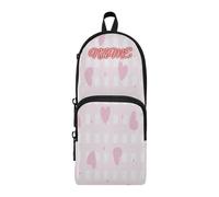 HMZXZ Custom Pencil Case Pink Checkered Hearts Dots,Pencil Pouch for Girls Boys Kids, Personalised Valentine's Day Pen and Pencil Stationery Organizer Bag for School