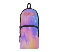 HMZXZ Custom Pencil Case Rainbow Wavy Sky,Pencil Pouch for Girls Boys Kids, Personalised Purple Texture Pen and Pencil Stationery Organizer Bag for School