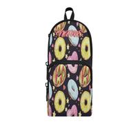 HMZXZ Custom Pencil Case Space Colorful Donuts,Pencil Pouch for Girls Boys Kids, Personalised Watercolor Star Pen and Pencil Stationery Organizer Bag for School