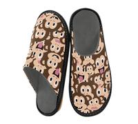 HMZXZ Cute Monkey Heads Slippers for Men Women, Cartoon Monkey Womens House Slippers Indoor Slipper Socks House Shoes Bedroom Travel Shoe Use