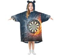 HMZXZ Darts Board Kids Wearable Blanket Hoodie Oversized Sweatshirt Blanket Pullover for 3-14 Year Boys Girls Multi
