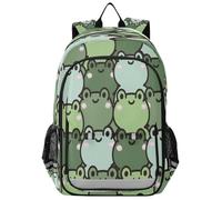 HMZXZ Green Frog Backpack School Bag Lightweight Laptop Backpack Student Travel Daypack Wild Animals with Reflective Stripes