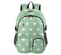 HMZXZ Green Polka Dot Pattern Travel Backpack Laptop Computer Bag Sturdy School Bag Cute Abstract College Bookbag 14 Inch