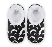 HMZXZ Halloween Bats Slippers for Women and Men, Womens Coral Fleece Indoor Slippers House slippers Socks Fuzzy Feet Slippers Bedroom Slippers