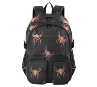 HMZXZ Halloween Pink Spiders Travel Backpack Laptop Computer Bag Sturdy School Bag Black College Bookbag 14 Inch
