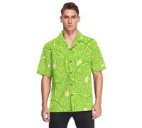 HMZXZ Hawaiian Shirts for Men Lime Green Lemon Citrus Summer Beach Shirts Button Down Short Sleeve Shortsleeve,S-3XL