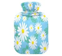 HMZXZ Hot Water Bottle with Cover,Floral Flower Daisy 2L PVC Themed Capacity Hot Water Bag for Pain Relief, Feet, Menstrual Cramps