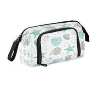 HMZXZ Large Pencil Casefor Girls Boys Sea Shells Stars Pencil Bag for School Supplies Office Stationery Organizer Pencil Case Blue Ocean for Adults Women