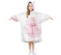 HMZXZ Pink Ballerina Dancing Kids Wearable Blanket Hoodie Oversized Sweatshirt Blanket Pullover Dancer for 3-14 Year Boys Girls