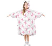 HMZXZ Pink Ballerinas Dance Polka Dot Kids Wearable Blanket Hoodie Oversized Sweatshirt Blanket Pullover Dancer for 3-14 Year Boys Girls