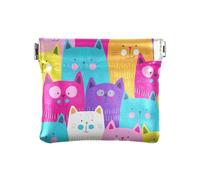 HMZXZ PU Leather Small Coin Purse Colorful Cats Squeeze Coin Pouch with Snap Clip Design Animals Kitty Cute Mini Wallet Change Bag for Coins, Cards and Essentials
