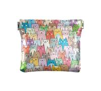 HMZXZ PU Leather Small Coin Purse Cute Colorful Cats Squeeze Coin Pouch with Snap Clip Design Animals Kitten Mini Wallet Change Bag for Coins, Cards and Essentials