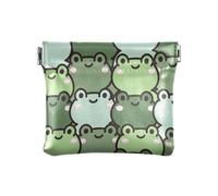 HMZXZ PU Leather Small Coin Purse Green Frog Squeeze Coin Pouch with Snap Clip Design Wild Animals Mini Wallet Change Bag for Coins, Cards and Essentials