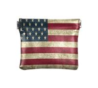 HMZXZ PU Leather Small Coin Purse Vintage America Flag Squeeze Coin Pouch with Snap Clip Design USA Flag Mini Wallet Change Bag for Coins, Cards and Essentials