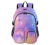 HMZXZ Rainbow Wavy Sky Travel Backpack Laptop Computer Bag Sturdy School Bag Purple Texture College Bookbag 14 Inch