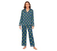 HMZXZ Rubber Duck Women's Pajama Set Satin Pajama Set Long-sleeve Classic 2 Piece Animal Duck Pjs Sets for Women S-XXL Multi