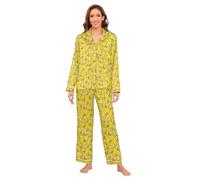 HMZXZ Rubber Duck Women's Pajama Set Satin Pajama Set Long-sleeve Classic 2 Piece Yellow Duck Animal Pjs Sets for Women S-XXL