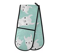HMZXZ RXYY Double Oven Glove Cute Llama Alpaca Animal Heat Resistant Quilted Cotton Kitchen Ove Mitts Long Oven Gloves for Cooking Baking Grilling Handling Hot Pots Pans