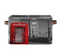 HMZXZ Rxyy London Phone Case Big Ben Canvas Fabric Storage Basket Collapsible Toys Storage Bin with PU Leather Handles Basket Box Organizer for Wardrobe Closet Shelves Organiser