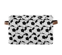HMZXZ Rxyy Sport Soccer Football Canvas Fabric Storage Basket Collapsible Toys Storage Bin with PU Leather Handles Basket Box Organizer for Wardrobe Closet Shelves Organiser