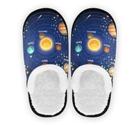 HMZXZ Solar System Planets Slippers for Women Men Kids, Womens House Slippers Socks Indoor Slipper Coral Fleece House Shoes Bedroom