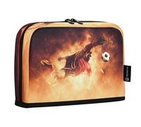 HMZXZ Standing Pencil Case Action Soccer Player, Large Capacity Pen Bag for Boys Girls Multi-Layer Pen Pouch Pencil Holder Stationery Organizer Football Sport for School Office