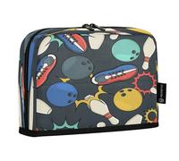 HMZXZ Standing Pencil Case Color Bowling, Large Capacity Pen Bag for Boys Girls Multi-Layer Pen Pouch Pencil Holder Stationery Organizer Black Doodle for School Office