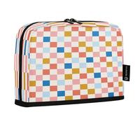 HMZXZ Standing Pencil Case Colorful Checkered Pattern, Large Capacity Pen Bag for Boys Girls Multi-Layer Pen Pouch Pencil Holder Stationery Organizer Checkerboard for School Office