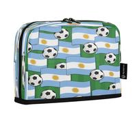 HMZXZ Standing Pencil Case Flags Soccer Balls, Large Capacity Pen Bag for Boys Girls Multi-Layer Pen Pouch Pencil Holder Stationery Organizer Football for School Office