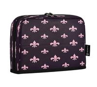 HMZXZ Standing Pencil Case Fleur-de-lis Pattern, Large Capacity Pen Bag for Boys Girls Multi-Layer Pen Pouch Pencil Holder Stationery Organizer Pink for School Office