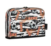 HMZXZ Standing Pencil Case Football Stripe, Large Capacity Pen Bag for Boys Girls Multi-Layer Pen Pouch Pencil Holder Stationery Organizer Ball Soccer for School Office