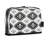 HMZXZ Standing Pencil Case Geometric Fleur De Lis, Large Capacity Pen Bag for Boys Girls Multi-Layer Pen Pouch Pencil Holder Stationery Organizer Black White Pattern for School Office