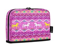 HMZXZ Standing Pencil Case Geometric Thai Horse, Large Capacity Pen Bag for Boys Girls Multi-Layer Pen Pouch Pencil Holder Stationery Organizer Ethnic for School Office