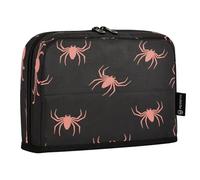 HMZXZ Standing Pencil Case Halloween Pink Spiders, Large Capacity Pen Bag for Boys Girls Multi-Layer Pen Pouch Pencil Holder Stationery Organizer Black for School Office