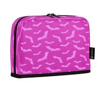 HMZXZ Standing Pencil Case Hot Pink Bats, Large Capacity Pen Bag for Boys Girls Multi-Layer Pen Pouch Pencil Holder Stationery Organizer Halloween for School Office