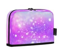 HMZXZ Standing Pencil Case Modern Colorful Abstract Lights, Large Capacity Pen Bag for Boys Girls Multi-Layer Pen Pouch Pencil Holder Stationery Organizer Purple Pink for School Office