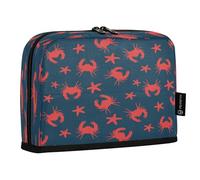 HMZXZ Standing Pencil Case Ocean Red Crabs, Large Capacity Pen Bag for Boys Girls Multi-Layer Pen Pouch Pencil Holder Stationery Organizer Star for School Office