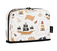 HMZXZ Standing Pencil Case Pirate Ship Flag Map, Large Capacity Pen Bag for Boys Girls Multi-Layer Pen Pouch Pencil Holder Stationery Organizer Ocean Sea for School Office