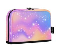 HMZXZ Standing Pencil Case Rainbow Wavy Sky, Large Capacity Pen Bag for Boys Girls Multi-Layer Pen Pouch Pencil Holder Stationery Organizer Purple Texture for School Office