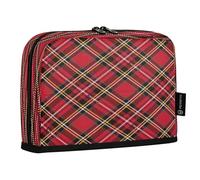 HMZXZ Standing Pencil Case Red Black Green Scotch, Large Capacity Pen Bag for Boys Girls Multi-Layer Pen Pouch Pencil Holder Stationery Organizer Plaid Grid for School Office