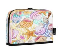 HMZXZ Standing Pencil Case Sea Shells Corals, Large Capacity Pen Bag for Boys Girls Multi-Layer Pen Pouch Pencil Holder Stationery Organizer Ocean Whatcolcor for School Office