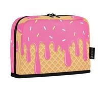 HMZXZ Standing Pencil Case Strawberry Ice Cream Pink, Large Capacity Pen Bag for Boys Girls Multi-Layer Pen Pouch Pencil Holder Stationery Organizer Cream for School Office