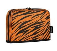 HMZXZ Standing Pencil Case Tiger Stripes Skin Pattern, Large Capacity Pen Bag for Boys Girls Multi-Layer Pen Pouch Pencil Holder Stationery Organizer Zebra Orange for School Office