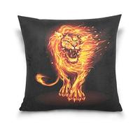HMZXZ Throw Pillow Cover 16x16 inch African Lion Fire Decorative Pillow Cases Cushion Cover for Couch Sofa Bedroom Home Living Room