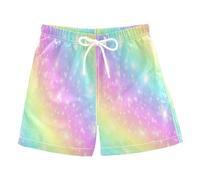 HMZXZ Toddler Boys Board Shorts Kids Swim Trunk Galaxy Rainbow Glitter Star Swimsuit Beach Shorts Swim Trunk for Child Teen Colorful Size from 2T to 12Y