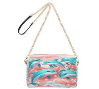 HMZXZ Turquoise White Dolphin Crossbody Bags for Women Leather Purses Small Shoulder Handbags Shoulder Strap Ocean Dolphins